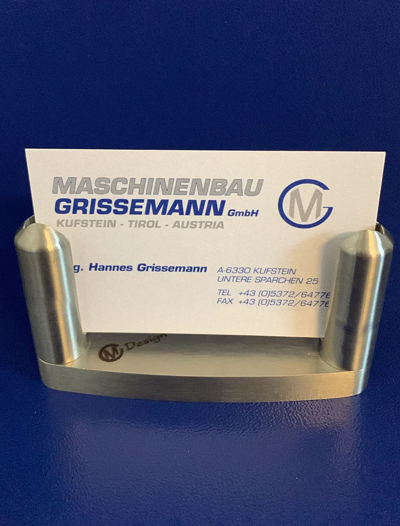 Maschinenbau Grissemann Designwerkstatt Visitenkartenhalterung